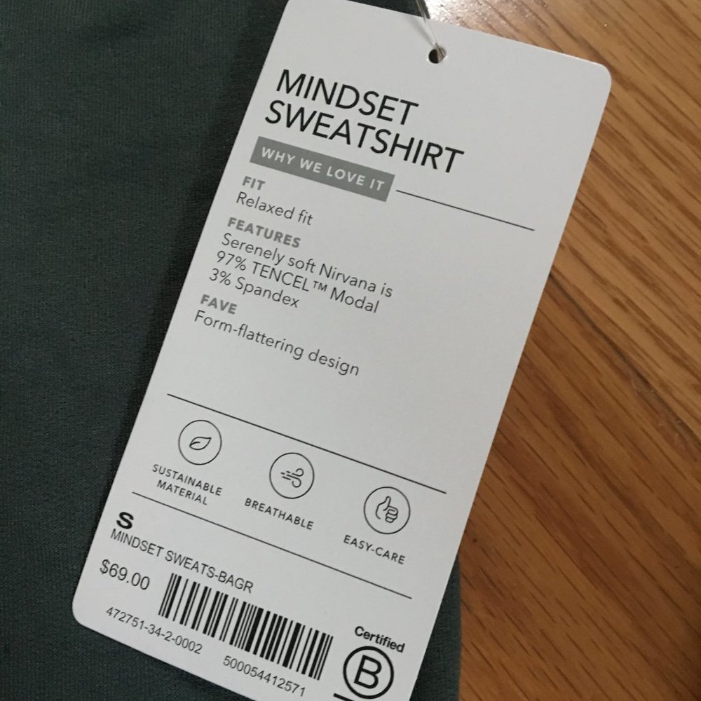 NWT Athleta Mindset Sweatshirt - Bali Green (S) - Picture 5 of 6